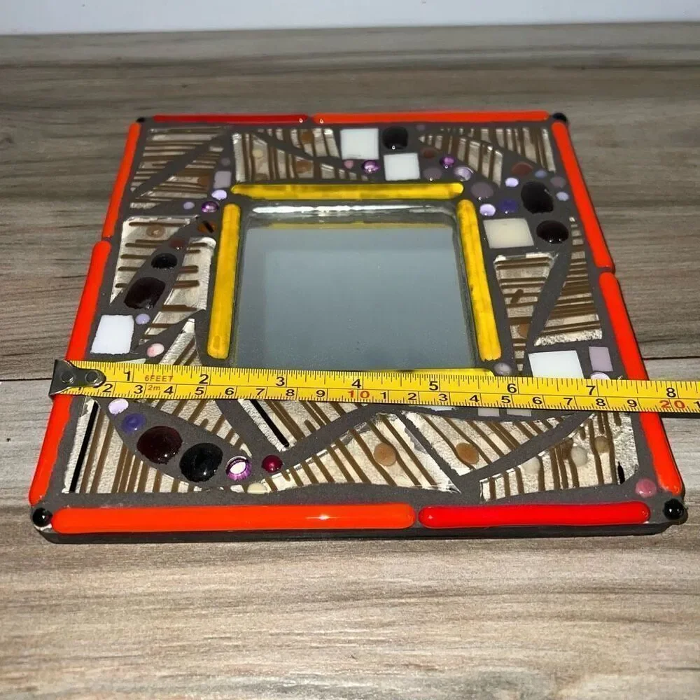 Abstract Signed Mirror Hand Made Ginger Kelly 2019 Artisan made 3D Brown Orange